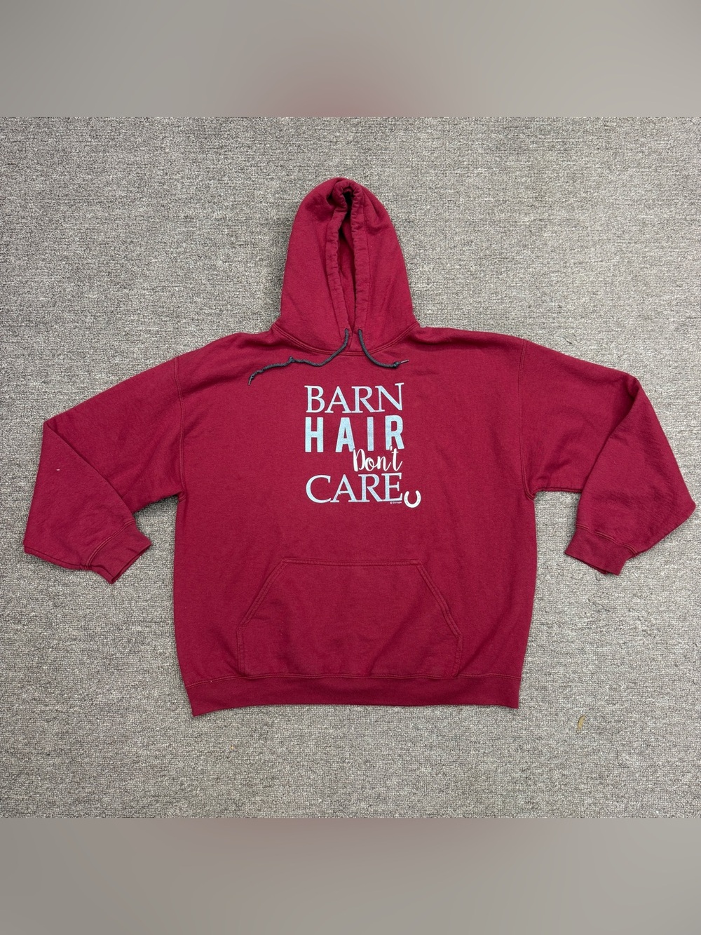 Women’s XL Red Stirrups Barn Hair Don’t Care Horseback Riding Pullover Hoodie
